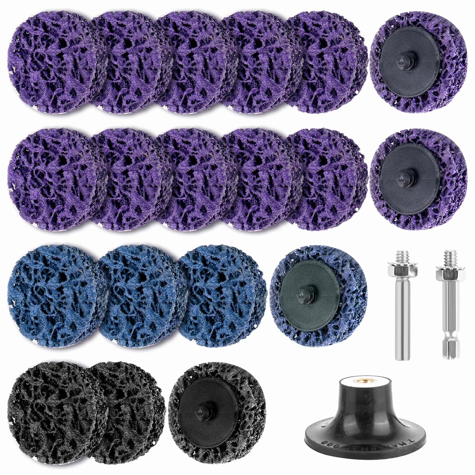 19 pièces 2 pouces Disque CSD Disque abrasif Disque de nettoyage grossier Jeu disques de nettoyage pour le traitement surface polissage élimination rouille élimination cordons soudure (50 mm)